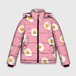 Зимняя куртка для мальчика Яичница на розовом фоне