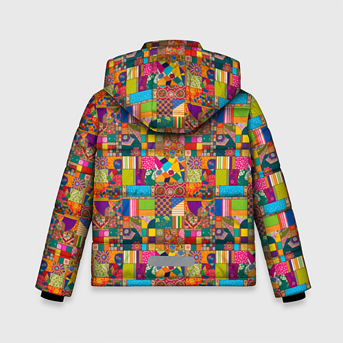 Зимняя куртка для мальчика Лоскутное шитье, рисовала нейросеть / 3D-Светло-серый – фото 2