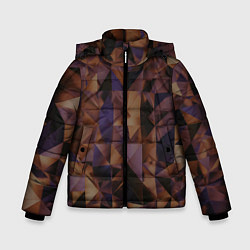 Куртка зимняя для мальчика Стеклянная тёмная геометрическая текстура, цвет: 3D-красный