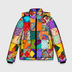 Куртка зимняя для мальчика Разноцветные лоскуты, цвет: 3D-красный