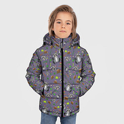 Куртка зимняя для мальчика Енотики паттерн, цвет: 3D-светло-серый — фото 2