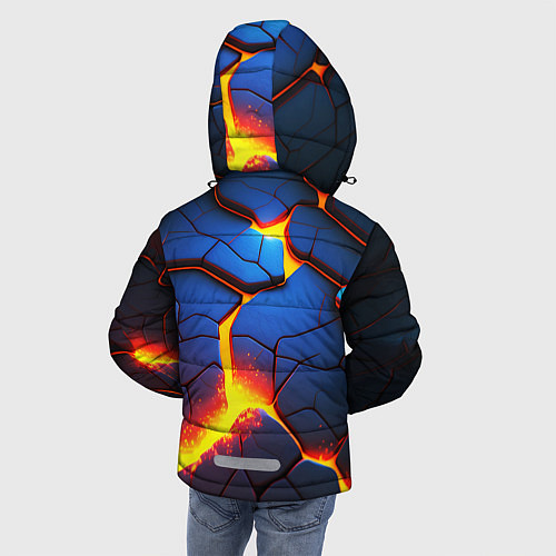 Зимняя куртка для мальчика Яркая неоновая лава, разломы / 3D-Черный – фото 4