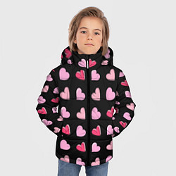 Куртка зимняя для мальчика Валентинки на черном фоне, цвет: 3D-светло-серый — фото 2