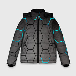 Куртка зимняя для мальчика Броня текстура неоновая, цвет: 3D-черный