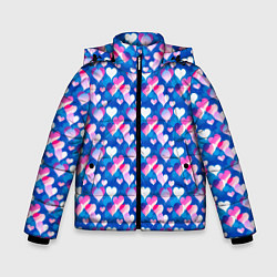 Куртка зимняя для мальчика Узор из сердечек, цвет: 3D-красный