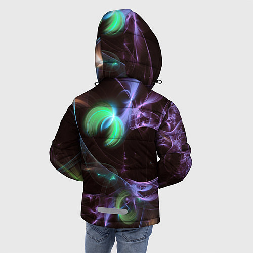 Зимняя куртка для мальчика Магические фиолетовые волны и цветные космические / 3D-Черный – фото 4
