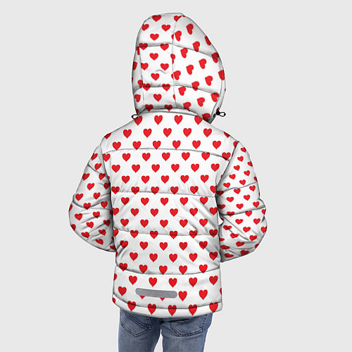 Зимняя куртка для мальчика Сердечки - паттерн / 3D-Черный – фото 4
