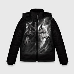 Куртка зимняя для мальчика Волки - белый и черный, цвет: 3D-красный