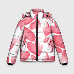 Зимняя куртка для мальчика Розовые акварельные сердца - паттерн