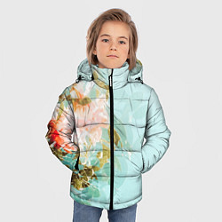 Куртка зимняя для мальчика Светло-синий цветочный паттерн, цвет: 3D-черный — фото 2