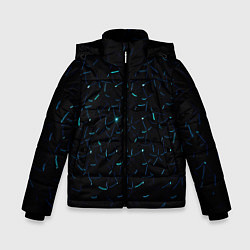 Куртка зимняя для мальчика Абстрактные неоновые светло-синие линии шара, цвет: 3D-красный