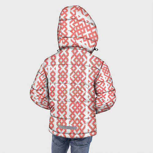 Зимняя куртка для мальчика Абстрактный красный ребристый паттерн / 3D-Черный – фото 4