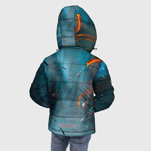 Зимняя куртка для мальчика Абстрактный синий туман, силуэты и краски / 3D-Черный – фото 4