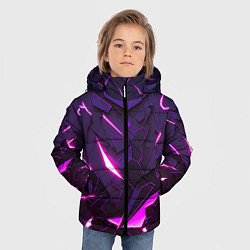 Куртка зимняя для мальчика Неоновые абстрактные электрические плиты, цвет: 3D-светло-серый — фото 2