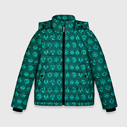 Куртка зимняя для мальчика Паттерн элементали под анемо, цвет: 3D-красный