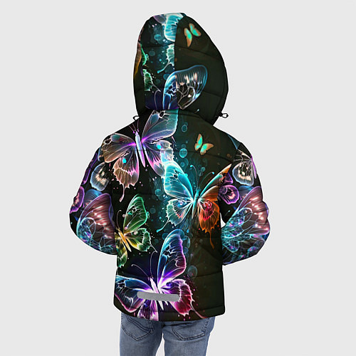 Зимняя куртка для мальчика Неоновые дикие бабочки / 3D-Черный – фото 4