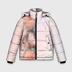 Зимняя куртка для мальчика Цветы за стеклом - полосы с градиентом