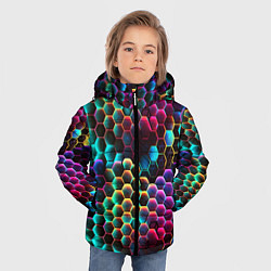 Куртка зимняя для мальчика Неон и соты, цвет: 3D-черный — фото 2