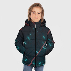 Куртка зимняя для мальчика Неоновые линии в полной темноте, цвет: 3D-черный — фото 2