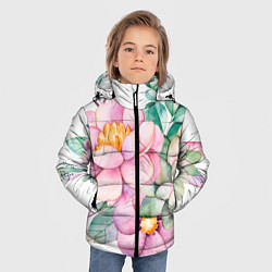Куртка зимняя для мальчика Пастельные цветы - посередине, цвет: 3D-красный — фото 2