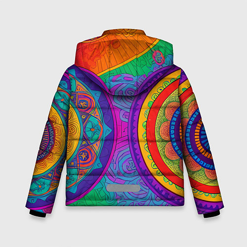 Зимняя куртка для мальчика Красочные этнические орнаменты / 3D-Светло-серый – фото 2