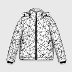 Куртка зимняя для мальчика Чёрно-белый геометрический треугольный узор, цвет: 3D-светло-серый