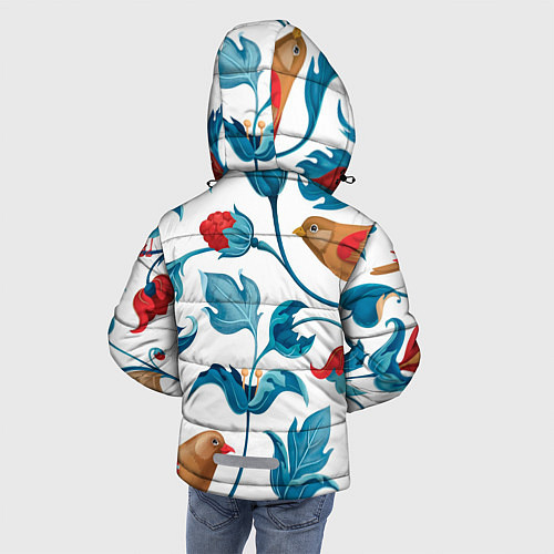 Зимняя куртка для мальчика Узоры и птицы / 3D-Светло-серый – фото 4