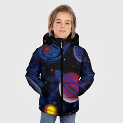 Куртка зимняя для мальчика Планеты, цвет: 3D-черный — фото 2