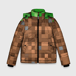 Куртка зимняя для мальчика Блоки майнкрафта, цвет: 3D-черный