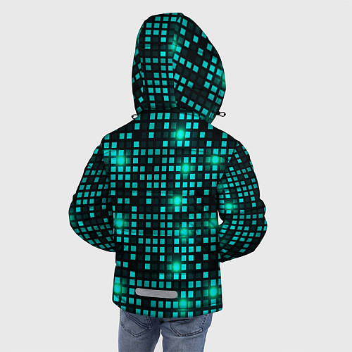 Зимняя куртка для мальчика Светящиеся неоновые квадраты / 3D-Черный – фото 4