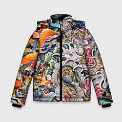 Зимняя куртка для мальчика Иредзуми: дракон и лис