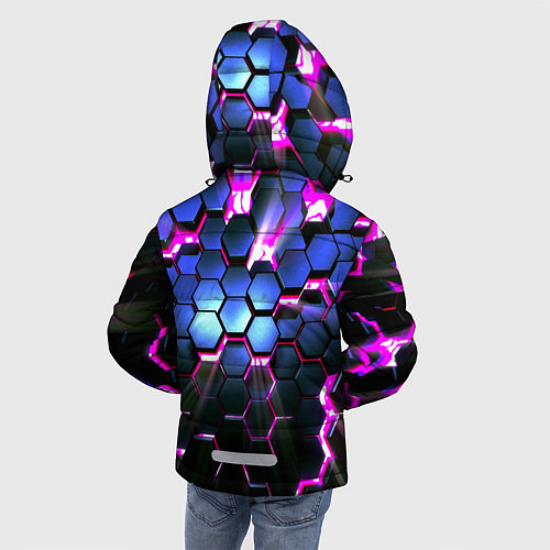 Зимняя куртка для мальчика Неоновые стильные соты / 3D-Черный – фото 4