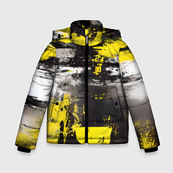 Куртка зимняя для мальчика Черно-желтая абстракция, нейросеть, цвет: 3D-черный