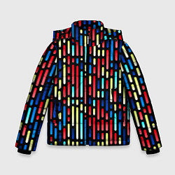 Куртка зимняя для мальчика Неоновые полосы - авангардный паттерн, цвет: 3D-черный