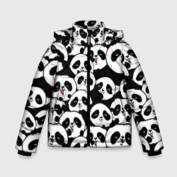 Куртка зимняя для мальчика Весёлые панды, цвет: 3D-красный