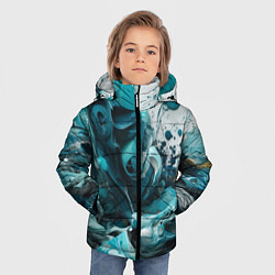 Куртка зимняя для мальчика Абстрактные голубые брызги краски, цвет: 3D-черный — фото 2
