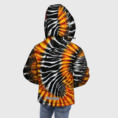 Зимняя куртка для мальчика Tie dye - тай дай в черно белую полоску / 3D-Черный – фото 4