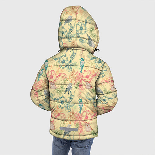 Зимняя куртка для мальчика Птицы и цветы / 3D-Светло-серый – фото 4