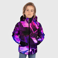 Куртка зимняя для мальчика Неоновая искаженная геометрия, цвет: 3D-красный — фото 2