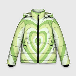 Куртка зимняя для мальчика Зеленые сердца - индикид паттерн, цвет: 3D-черный