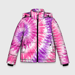 Зимняя куртка для мальчика Тай-дай розовый с фиолетовым