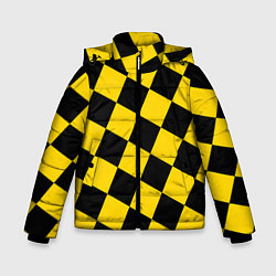 Зимняя куртка для мальчика Черно-желтая крупная клетка