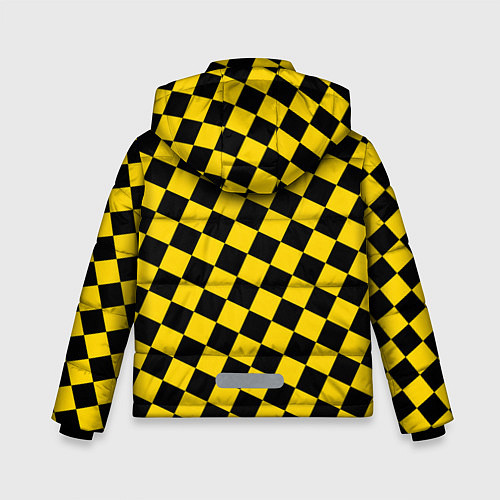 Зимняя куртка для мальчика Черно-желтая мелкая клетка / 3D-Светло-серый – фото 2