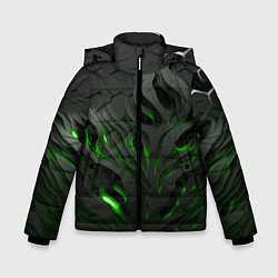 Зимняя куртка для мальчика Объемные черные и зеленые линии