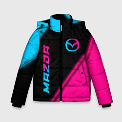 Куртка зимняя для мальчика Mazda - neon gradient: надпись, символ, цвет: 3D-черный