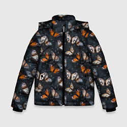 Куртка зимняя для мальчика Бабочки и капли - паттерн, цвет: 3D-черный