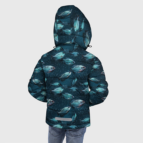 Зимняя куртка для мальчика Текстура из рыбок / 3D-Светло-серый – фото 4