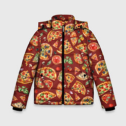 Зимняя куртка для мальчика Кусочки пиццы ассорти - акварельный паттерн
