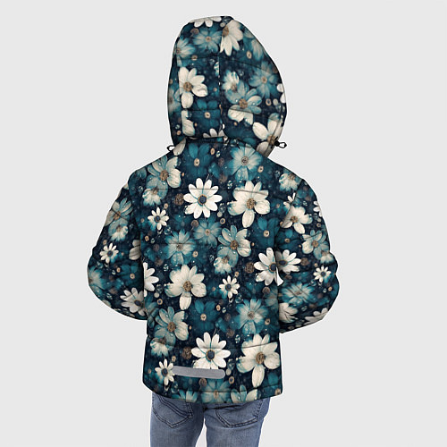 Зимняя куртка для мальчика Узор из весенних цветочков / 3D-Черный – фото 4