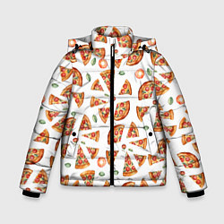 Зимняя куртка для мальчика Кусочки пиццы - паттерн на белом